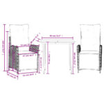 vidaXL 3-dielna záhr. jedálenská sada s vankúšmi mix béžovej polyratan – Obrázok 9