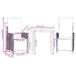 vidaXL 3-dielna záhr. jedálenská sada s vankúšmi mix béžovej polyratan – Obrázok 9