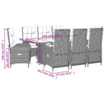 vidaXL 9-dielna záhradná jedálenská sada s podložkami sivá polyratan – Obrázok 7