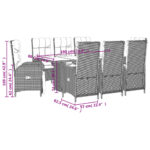 vidaXL 9-dielna záhradná jedálenská sada s podložkami sivá polyratan – Obrázok 9