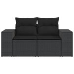 vidaXL Záhradná pohovka s vankúšmi 2-miestna čierna polyrattan – Obrázok 4