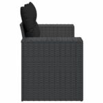 vidaXL Záhradná pohovka s vankúšmi 2-miestna čierna polyrattan – Obrázok 5