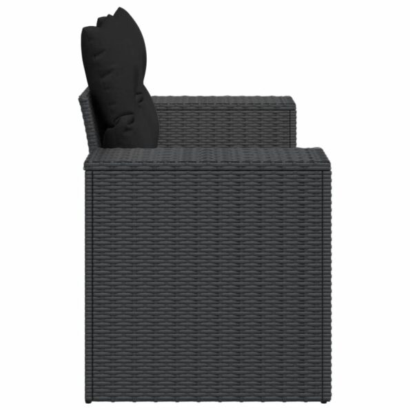 vidaXL Záhradná pohovka s vankúšmi 2-miestna čierna polyrattan – Obrázok 5