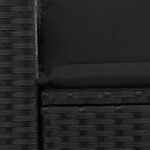 vidaXL Záhradná pohovka s vankúšmi 2-miestna čierna polyrattan – Obrázok 8