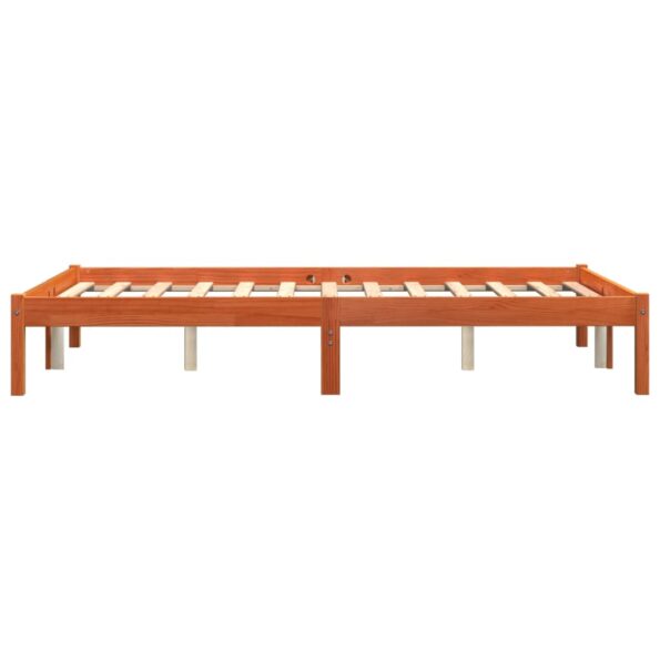 vidaXL Posteľný rám voskovo hnedý 135x190 cm masívna borovica – Obrázok 5