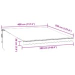 vidaXL Automaticky zaťahovacia markíza antracit a biela 400x350 cm – Obrázok 10