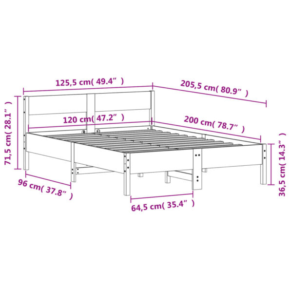 vidaXL Posteľ s matracom 120x200 cm borovicový masív – Obrázok 9