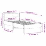 vidaXL Posteľný rám s čelom biely 90x200 cm masívna borovica – Obrázok 9