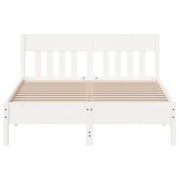 vidaXL Posteľný rám s čelom biely 160x200 cm borovicový masív – Obrázok 4