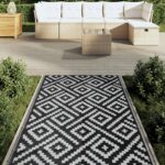 vidaXL Vonkajší koberec ARAKIL bielo-čierny 120x180 cm PP – Obrázok 3