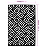 vidaXL Vonkajší koberec ARAKIL bielo-čierny 120x180 cm PP – Obrázok 6