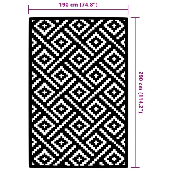 vidaXL Vonkajší koberec ARAKIL bielo-čierny 190x290 cm PP – Obrázok 6