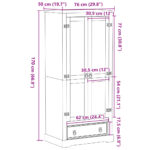 vidaXL Šatník Corona 76x50x170 cm borovicový masív – Obrázok 9