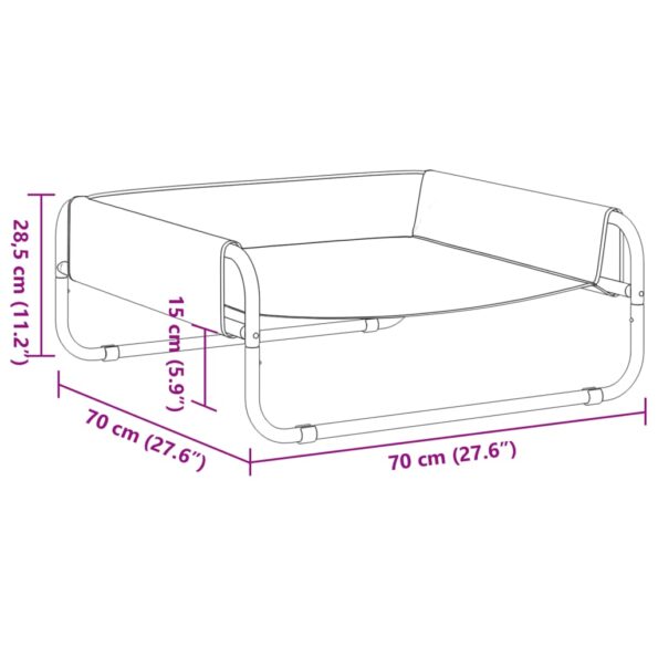 vidaXL Vyvýšený pelech pre psov antracitový oxfordská látka a oceľ – Obrázok 9