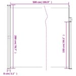 vidaXL Zaťahovacia bočná markíza, hnedá 200x500 cm – Obrázok 10