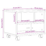 vidaXL Stojan na tlačiareň s kolieskami biely 41x32x34,5 cm – Obrázok 10
