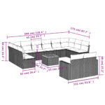 vidaXL 13-dielna záhradná súprava pohoviek s vankúšmi béžová polyratan – Obrázok 3