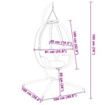 vidaXL Závesné kreslo vajíčko so stojanom béžové látka a oceľ – Obrázok 8