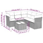 vidaXL 6-dielna záhradná súprava pohoviek s vankúšmi čierna polyratan – Obrázok 3