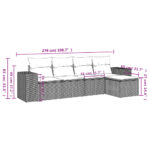 vidaXL 5-dielna záhradná súprava pohoviek s vankúšmi béžová polyratan – Obrázok 7