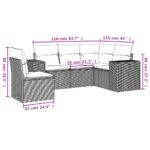 vidaXL 5-dielna záhradná súprava pohoviek s vankúšmi béžová polyratan – Obrázok 7