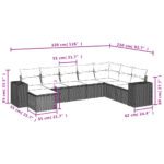 vidaXL 8-dielna záhradná súprava pohoviek s vankúšmi béžová polyratan – Obrázok 8