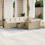 vidaXL 10-dielna záhradná sedacia súprava a vankúše béžová polyratan