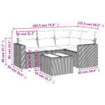 vidaXL 5-dielna záhradná súprava pohoviek s vankúšmi béžová polyratan – Obrázok 3