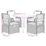 vidaXL 5-dielna záhradná jedálenská sada s podložkami sivá polyratan – Obrázok 8