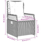 vidaXL 5-dielna záhradná jedálenská sada s podložkami sivá polyratan – Obrázok 11