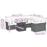 vidaXL 10-dielna záhradná sedacia súprava s vankúšmi polyratan čierna – Obrázok 9