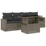 vidaXL 5-dielna záhradná súprava pohoviek s vankúšmi sivá polyratanová – Obrázok 2