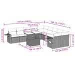 vidaXL 11-dielna záhradná jedálenská súprava vankúše béžová polyratan – Obrázok 11