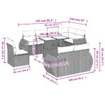 vidaXL 9-dielna záhradná súprava pohoviek s vankúšmi sivá polyratanová – Obrázok 9