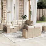 vidaXL 10-dielna záhradná sedacia súprava a vankúše béžová polyratan