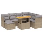 vidaXL 8-dielna záhradná súprava pohoviek s vankúšmi béžová polyratan – Obrázok 2