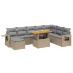 vidaXL 9-dielna záhradná súprava pohoviek s vankúšmi béžová polyratan – Obrázok 2
