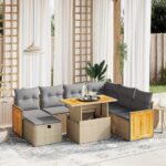 vidaXL 8-dielna záhradná súprava pohoviek s vankúšmi béžová polyratan