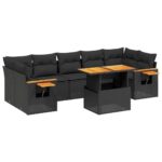 vidaXL 8-dielna záhradná sedacia súprava s podložkami polyratan čierna – Obrázok 2