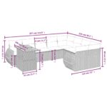 vidaXL 10-dielna záhradná sedacia súprava s vankúšmi polyratanová sivá – Obrázok 3