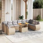 vidaXL 11-dielna záhradná jedálenská súprava vankúše béžová polyratan