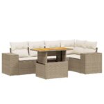 vidaXL 6-dielna záhradná súprava pohoviek s vankúšmi béžová polyratan – Obrázok 2