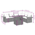 vidaXL 7-dielna záhradná sedacia súprava a vankúše béžová polyratan – Obrázok 3