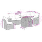 vidaXL 7-dielna záhradná sedacia súprava a vankúše béžová polyratan – Obrázok 3