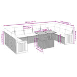 vidaXL 11-dielna záhradná jedálenská súprava vankúše béžová polyratan – Obrázok 3