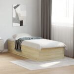 vidaXL Posteľný rám bez matraca dub sonoma 75x190 cm kompozitné drevo – Obrázok 3