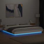 vidaXL Posteľný rám s LED svetlami biely 180x200 cm kompozitné drevo – Obrázok 3