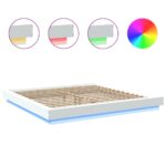 vidaXL Posteľný rám s LED svetlami biely 180x200 cm kompozitné drevo – Obrázok 8