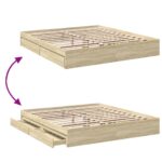 vidaXL Posteľný rám so zásuvkami dub sonoma 180x200cm kompozitné drevo – Obrázok 7