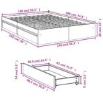 vidaXL Posteľný rám so zásuvkami dub sonoma 140x200cm kompozitné drevo – Obrázok 10
